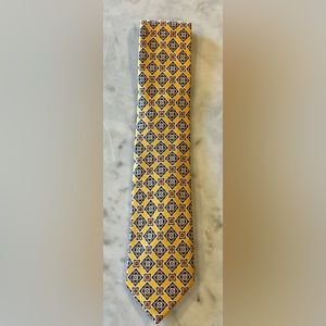 Robert Talbott Silk Yellow with blue & red diamond pattern-Excellent Condition